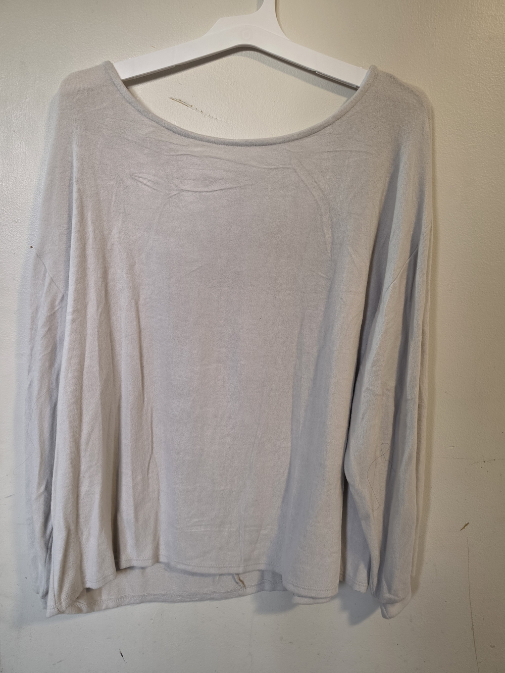 Light Gray Long-Sleeve Women's Top Made With Love Very Soft Oversized Stretchy